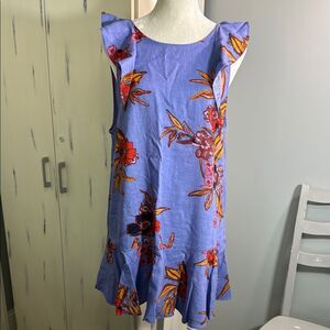 Free People Blue Floral open back A line Dress Vibrant and Stylish size Medium